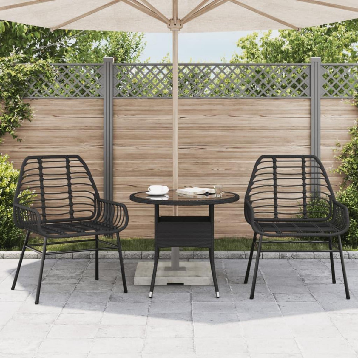 VIDAXL Chaises de jardin lot de 2 Noir Resine tressee