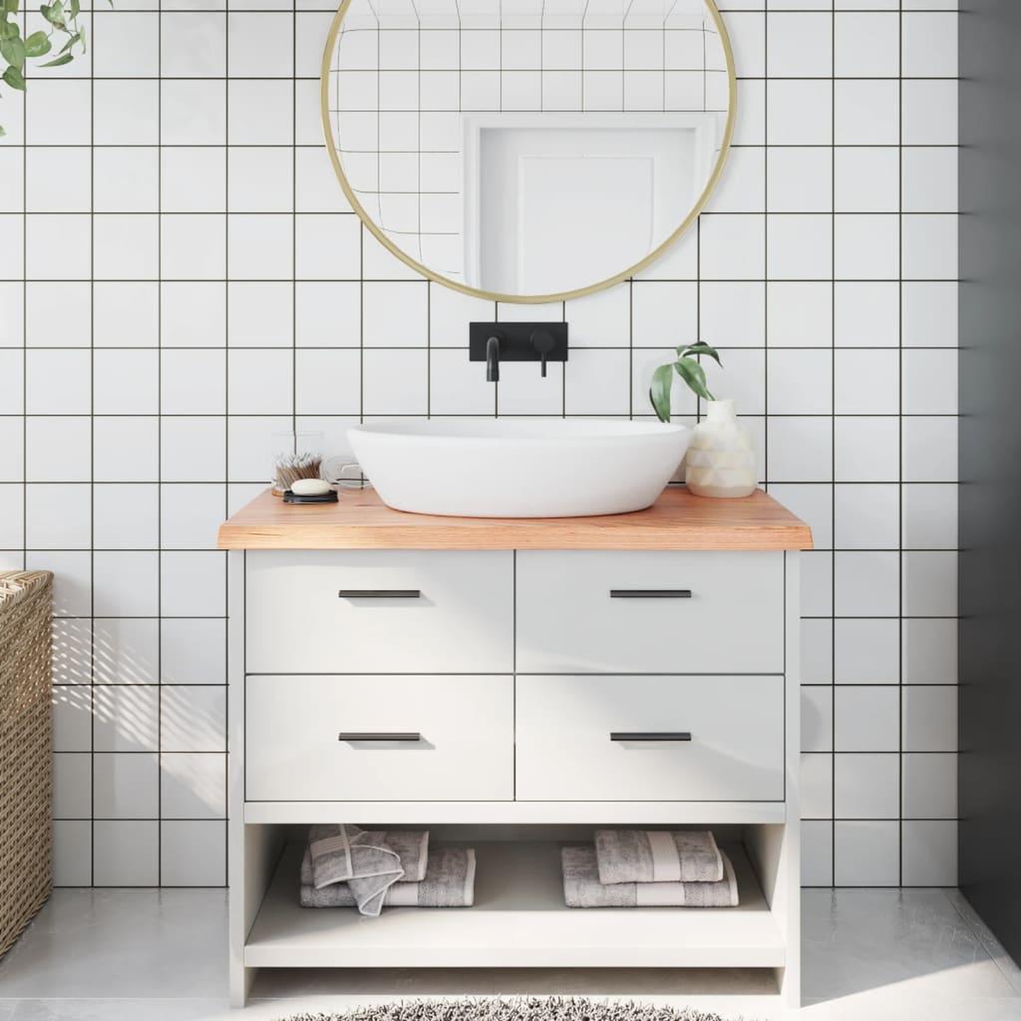VIDAXL Comptoir de salle de bain marron 100x50x(2-4) cm bois traite
