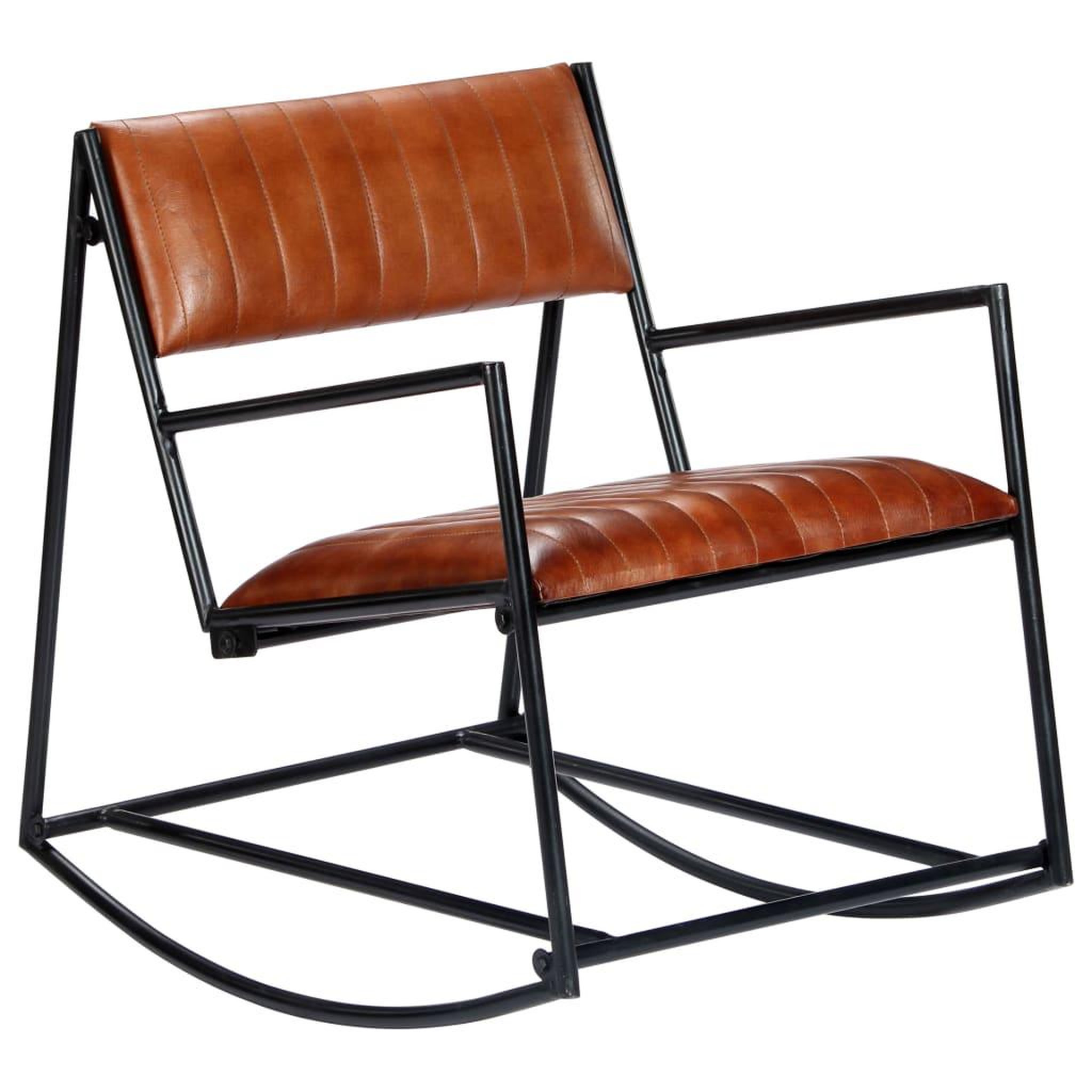 Voir la diapositive 1 : VIDAXL Chaise a bascule Marron Cuir veritable