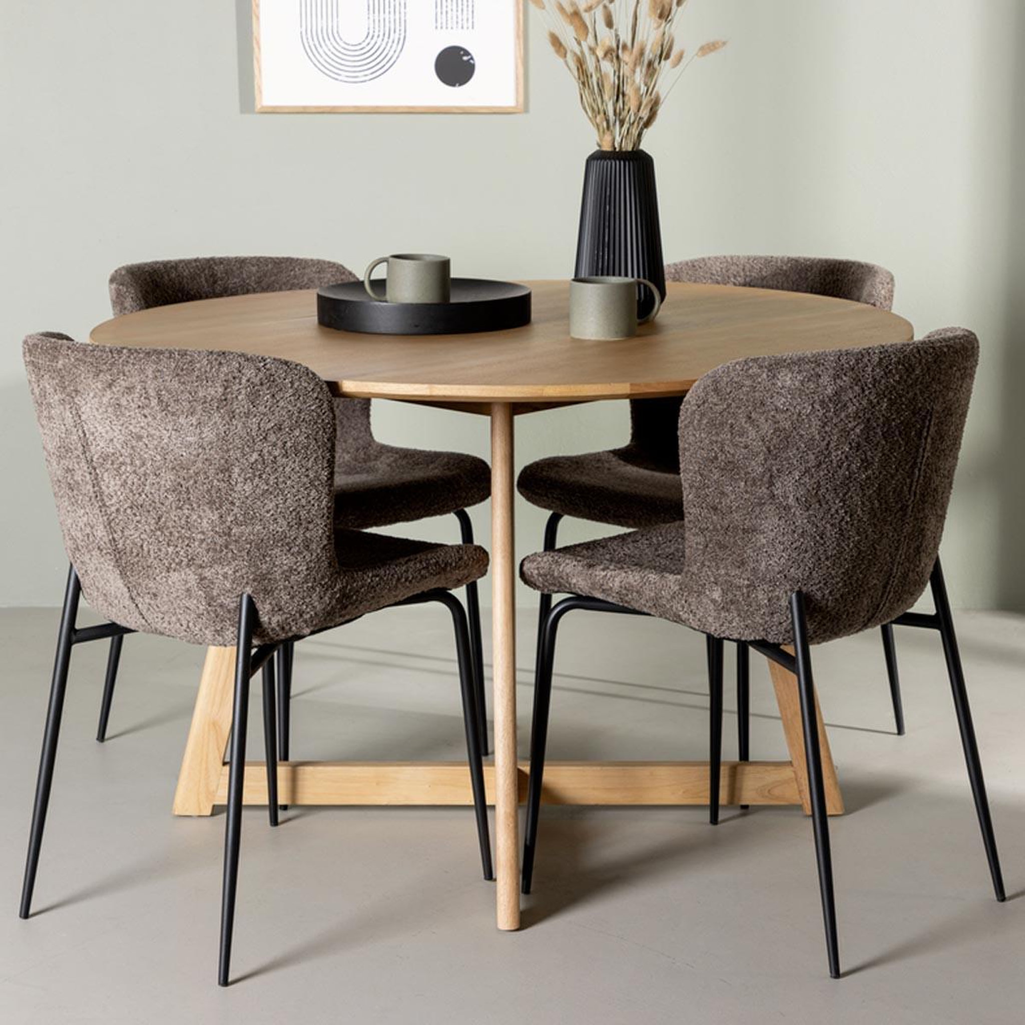 Voir la diapositive 4 : Paris Prix Ensemble table à manger & 4 chaises  yakidon & modesto  120cm naturel & marron
