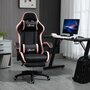 Voir la diapositive 2 : VINSETTO Chaise gaming - chaise de bureau gamer inclinable réglable repose-pieds rétractable coussins synthétique noir rose