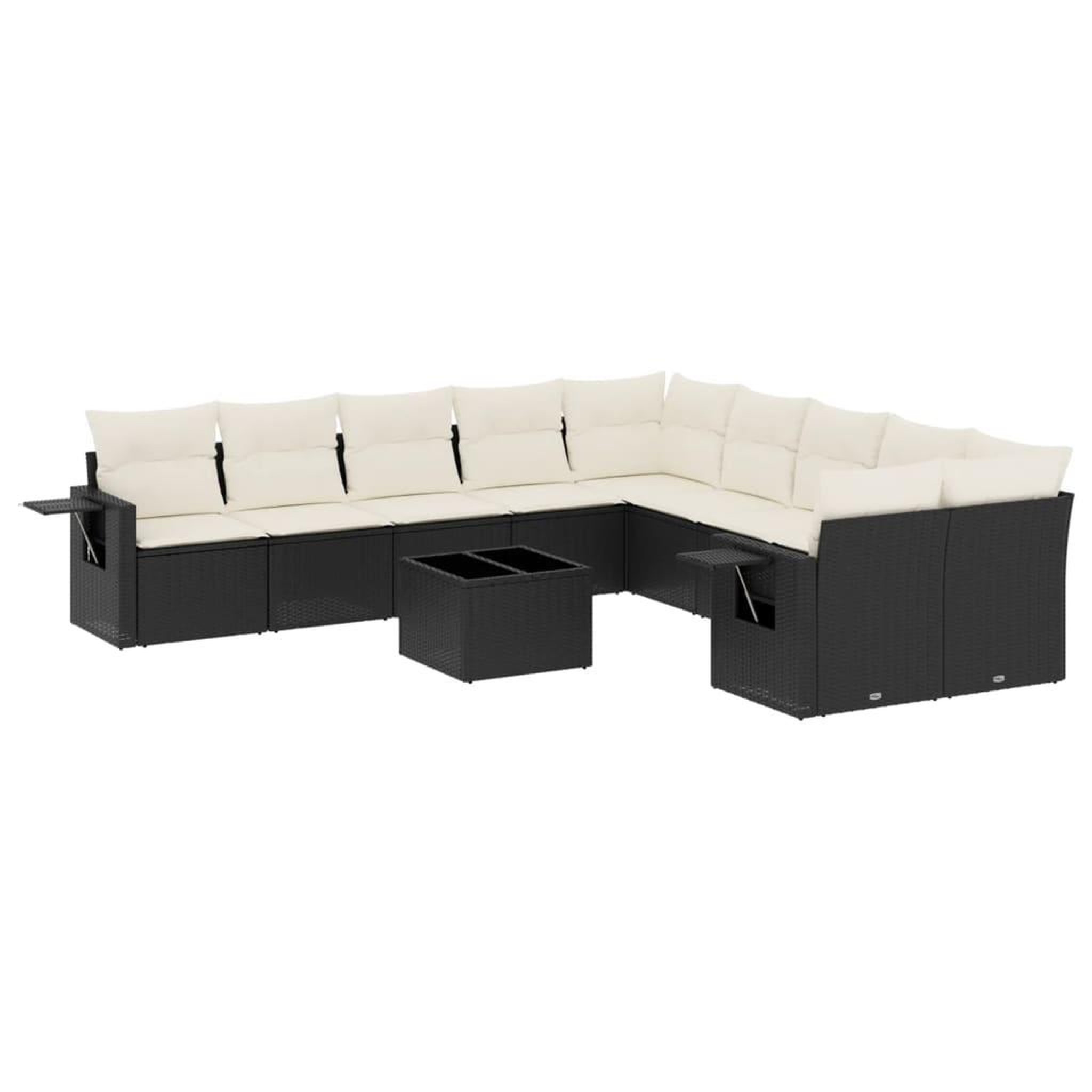 Voir la diapositive 2 : VIDAXL Salon de jardin 11 pcs avec coussins noir resine tressee