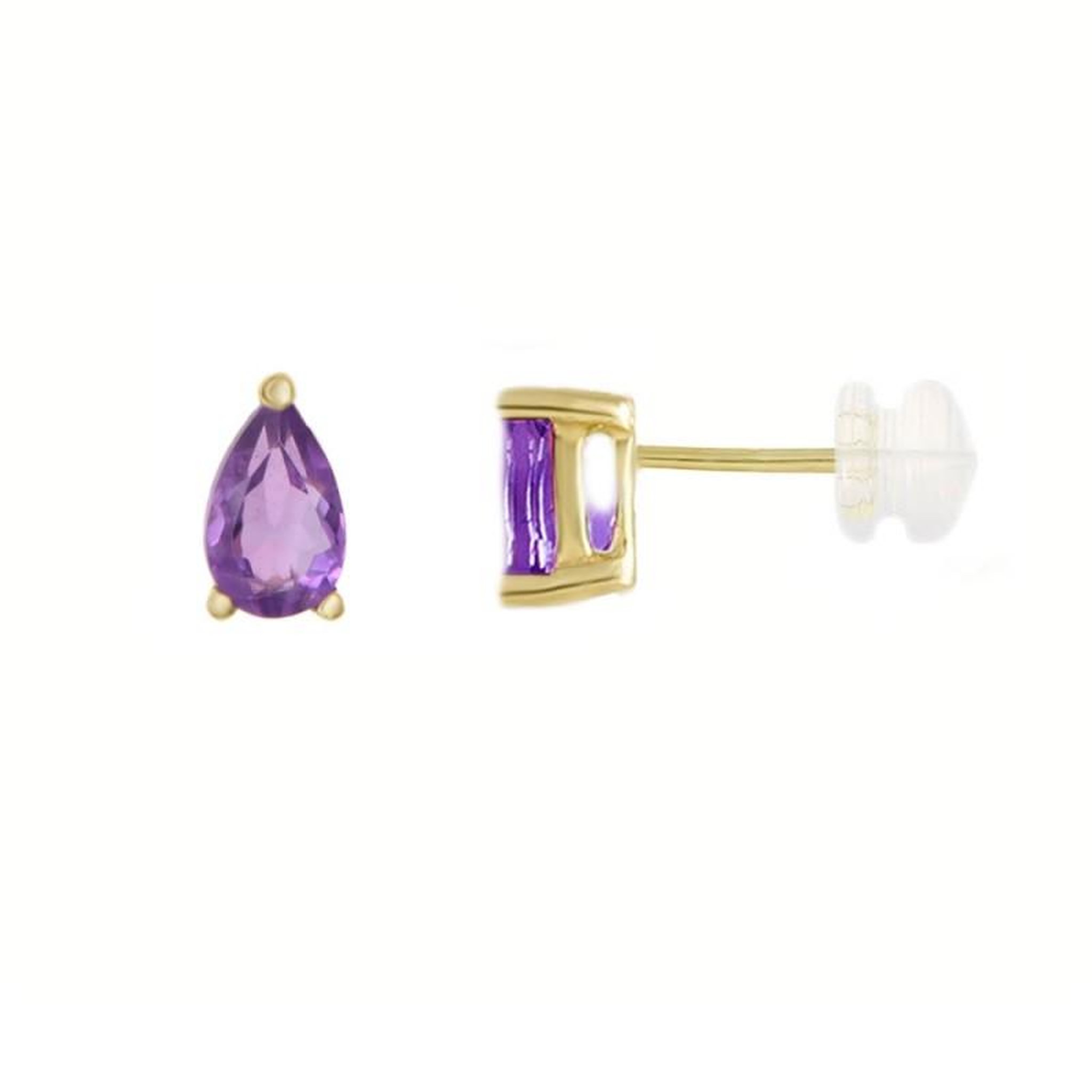 L'ATELIER D'AZUR Boucles d'Oreilles Or Jaune et Améthyste Goutte