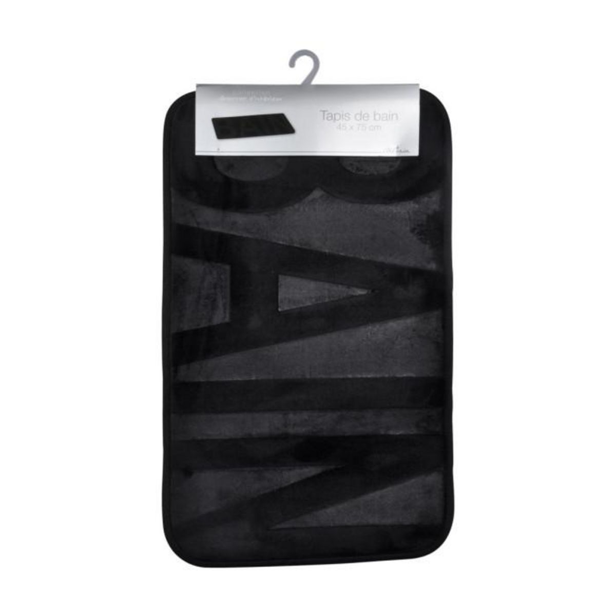 Paris Prix Tapis de Bain Microfibre  Relief  45x75cm Noir