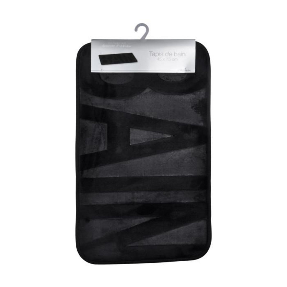 Paris Prix Tapis de Bain Microfibre  Relief  45x75cm Noir