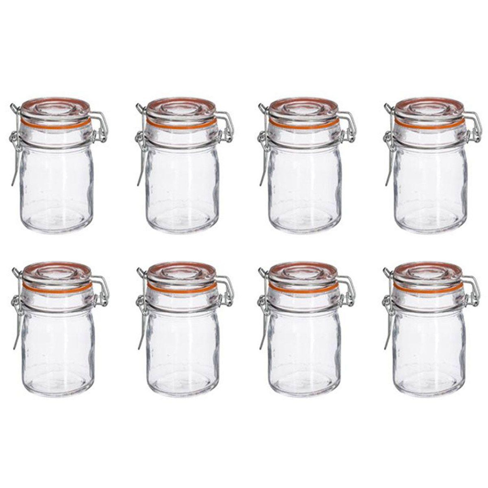 FIVE Lot de 8 Pots en Verre  Hermétique  15cL Transparent