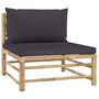 Voir la diapositive 5 : VIDAXL Salon de jardin 4 pcs avec coussins gris fonce bambou
