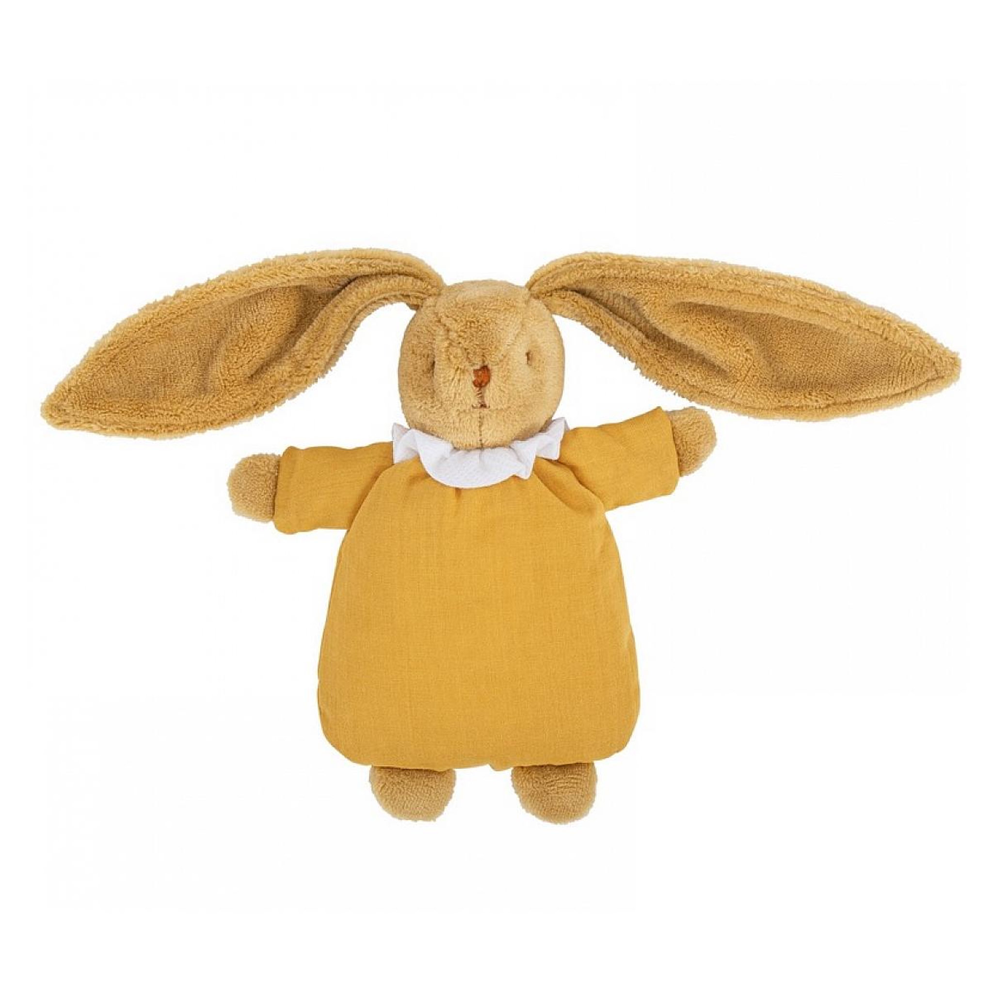 Trousselier Lapin Nid d'Ange Doudou avec Hochet Coton Bio Moutarde 20Cm