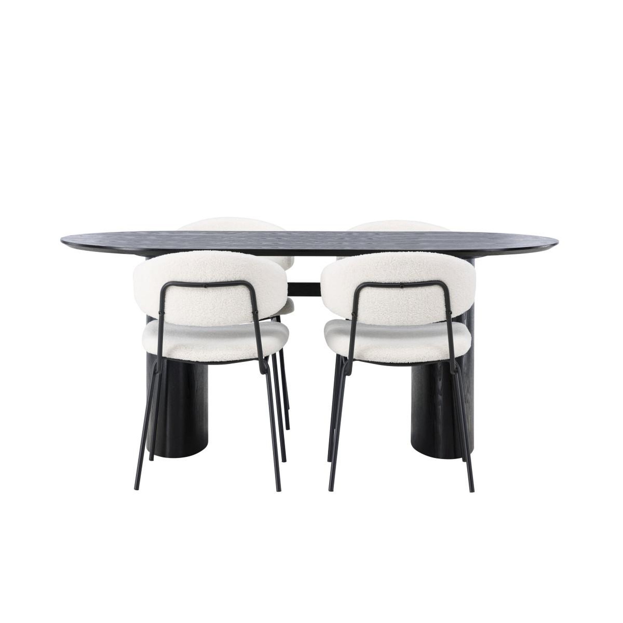 Voir la diapositive 4 : Paris Prix Ensemble table à manger & 4 chaises  isolde & chico  180cm noir & blanc crème