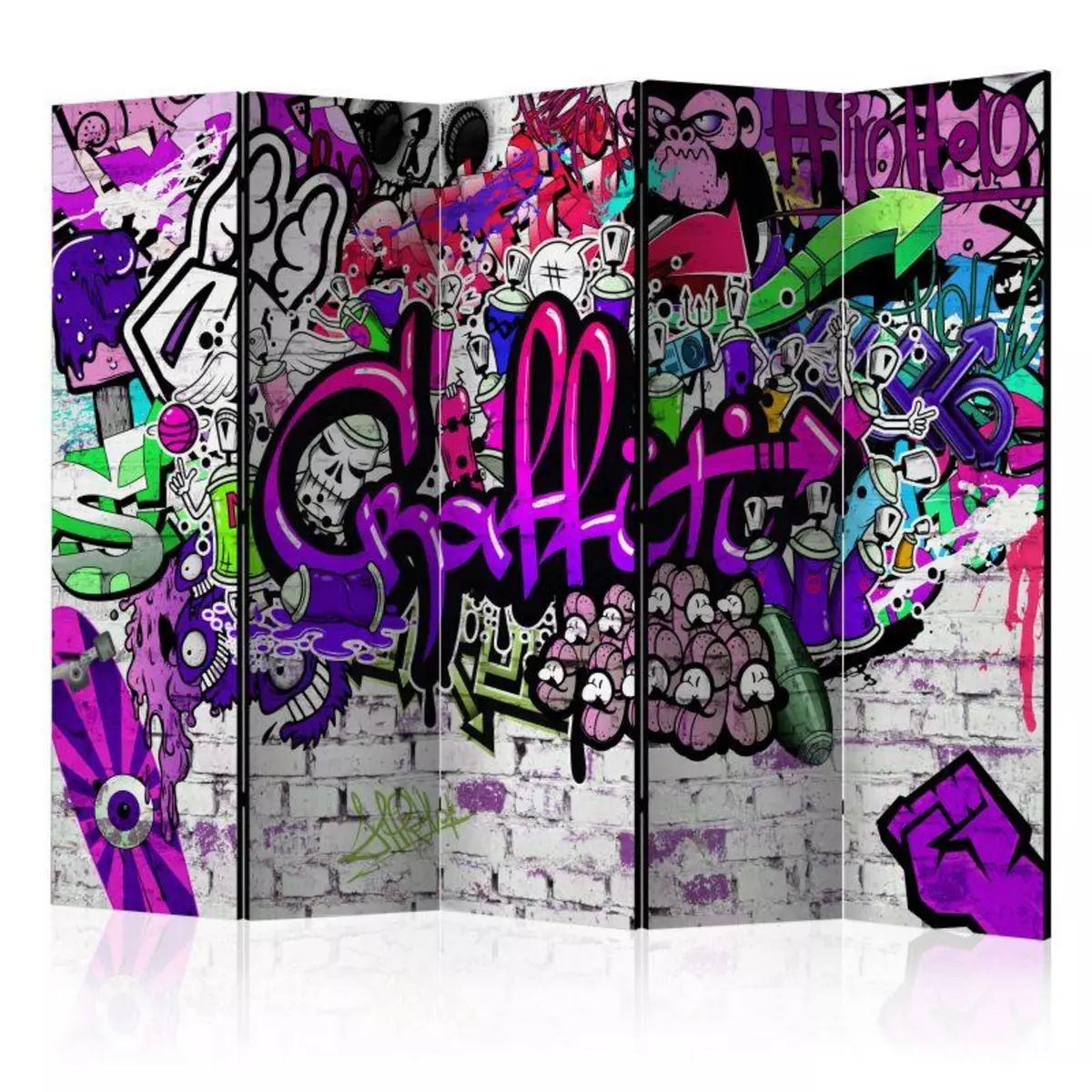 Paris Prix Paravent 5 Volets  Purple Graffiti  172x225cm