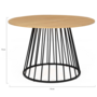 Voir la diapositive 4 : ID MARKET Table à manger ronde YUNA 6 personnes plateau bois et pied filaire en métal noir 110 cm