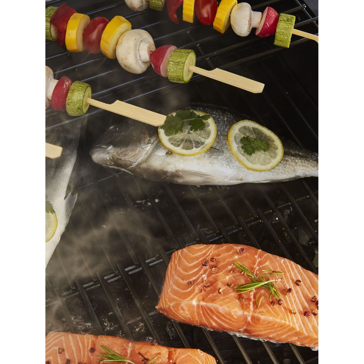 BRASERO Barbecue charbon de bois et plancha gaz 3 brûleurs + 1 brûleur latéral