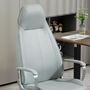 Voir la diapositive 5 : HOMCOM Chaise de bureau manager design hauteur réglable accoudoirs rembourrés métal tissu gris argenté