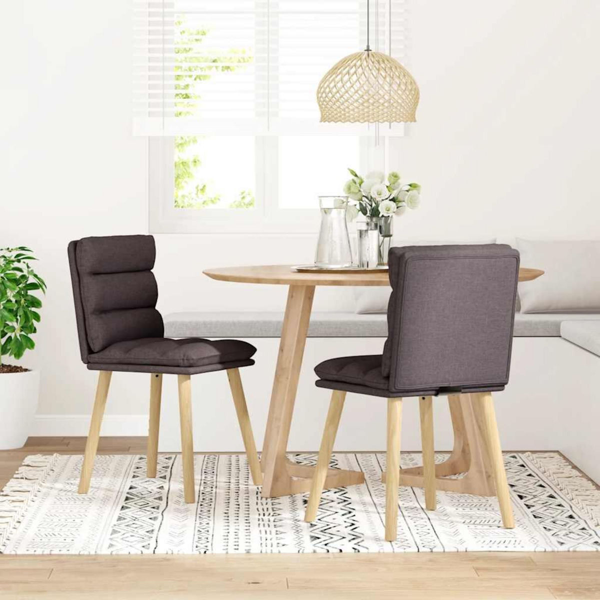 VIDAXL Chaises a manger lot de 2 marron fonce tissu