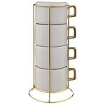 SECRET DE GOURMET Lot de 4 Tasses sur Rack  Arya  17cl Blanc