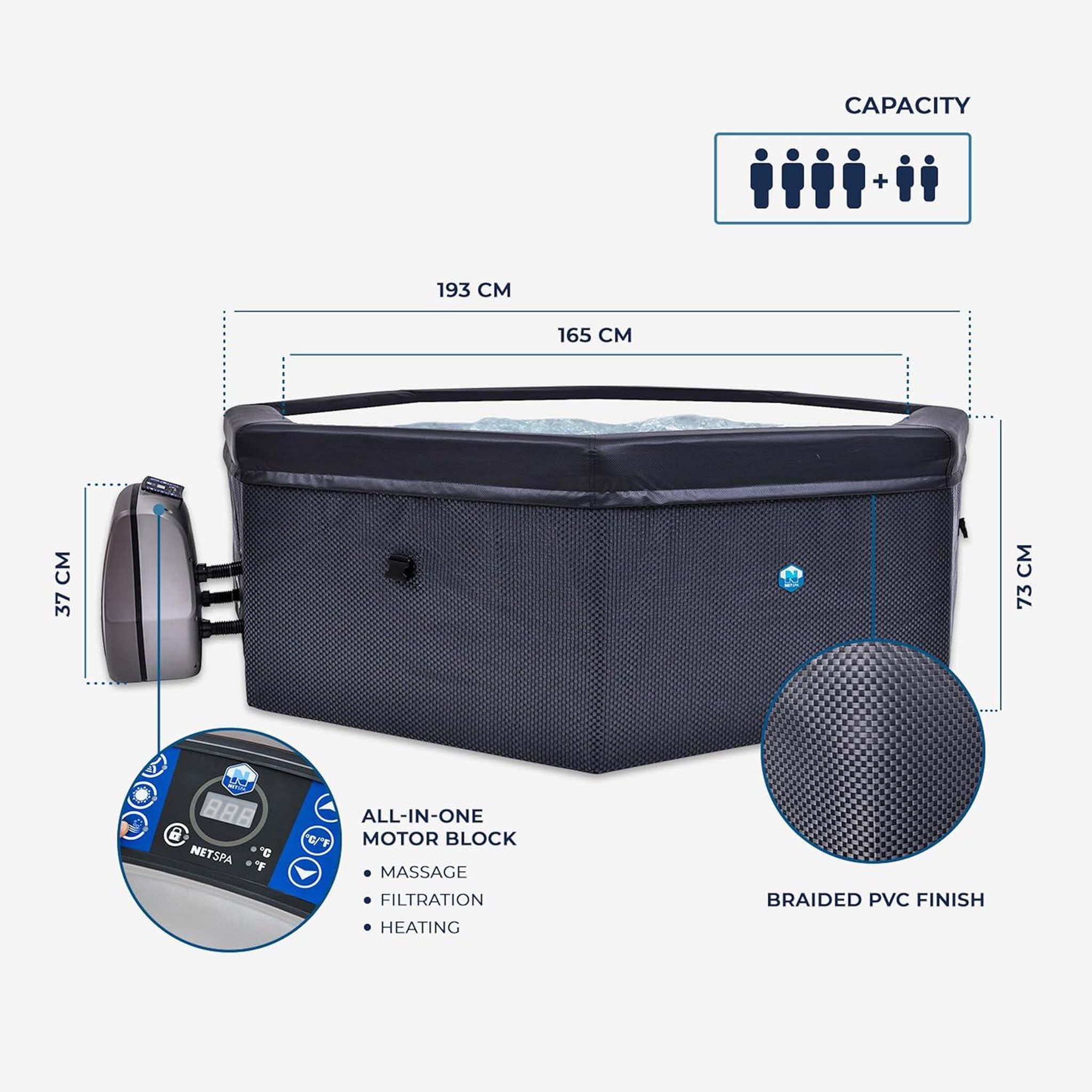 Voir la diapositive 4 : Poolstar Spa octogonal semi-regide pour 4 à 6 personnes - NETSPA Octopus
