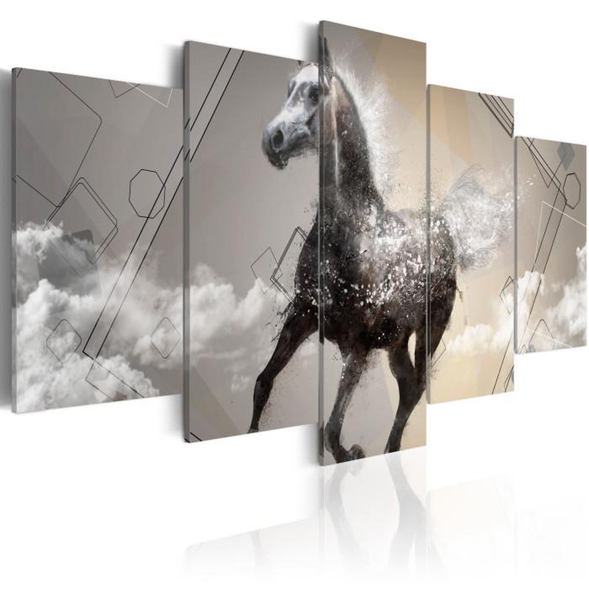 Paris Prix Tableau Imprimé 5 Panneaux  Galop de Fantaisie. Coloris disponibles : Multicolore