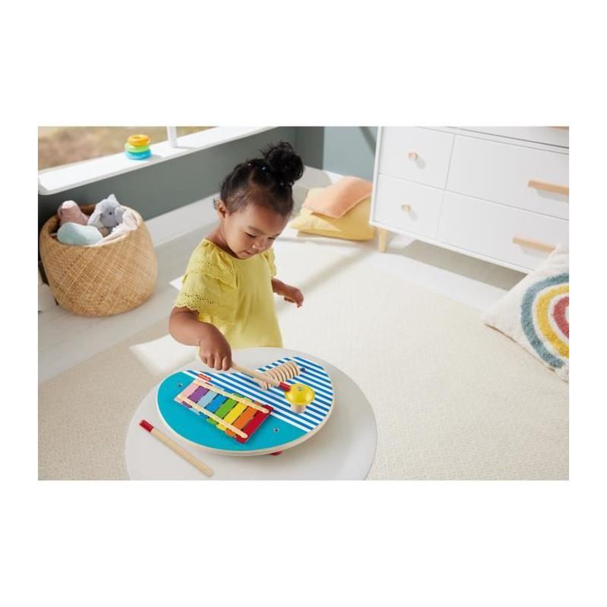 Voir la diapositive 4 : Fischer Jouet musical éducatif Fischer Table musicale en bois multicolore