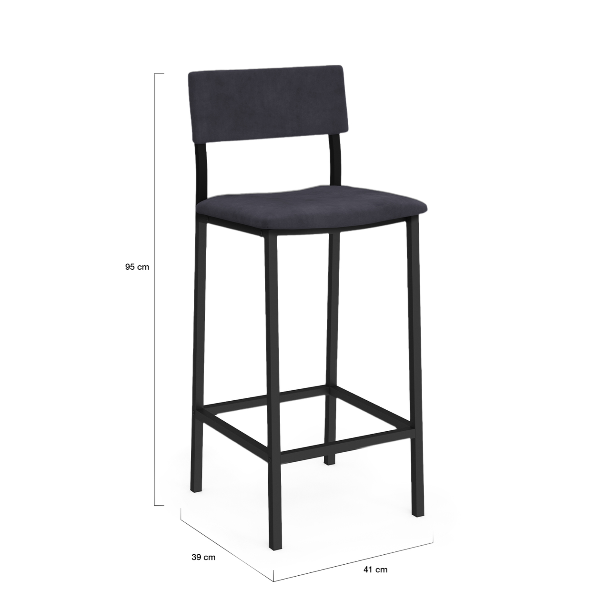 Voir la diapositive 5 : ID MARKET Lot de 4 tabourets de bar aubin avec dossier chaise de cuisine velours gris anthracite