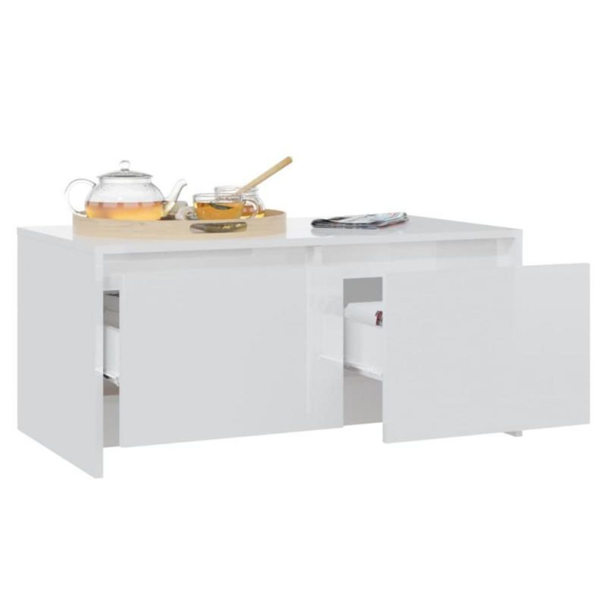VIDAXL Table basse blanc brillant 90x50x41,5 cm bois d ingénierie