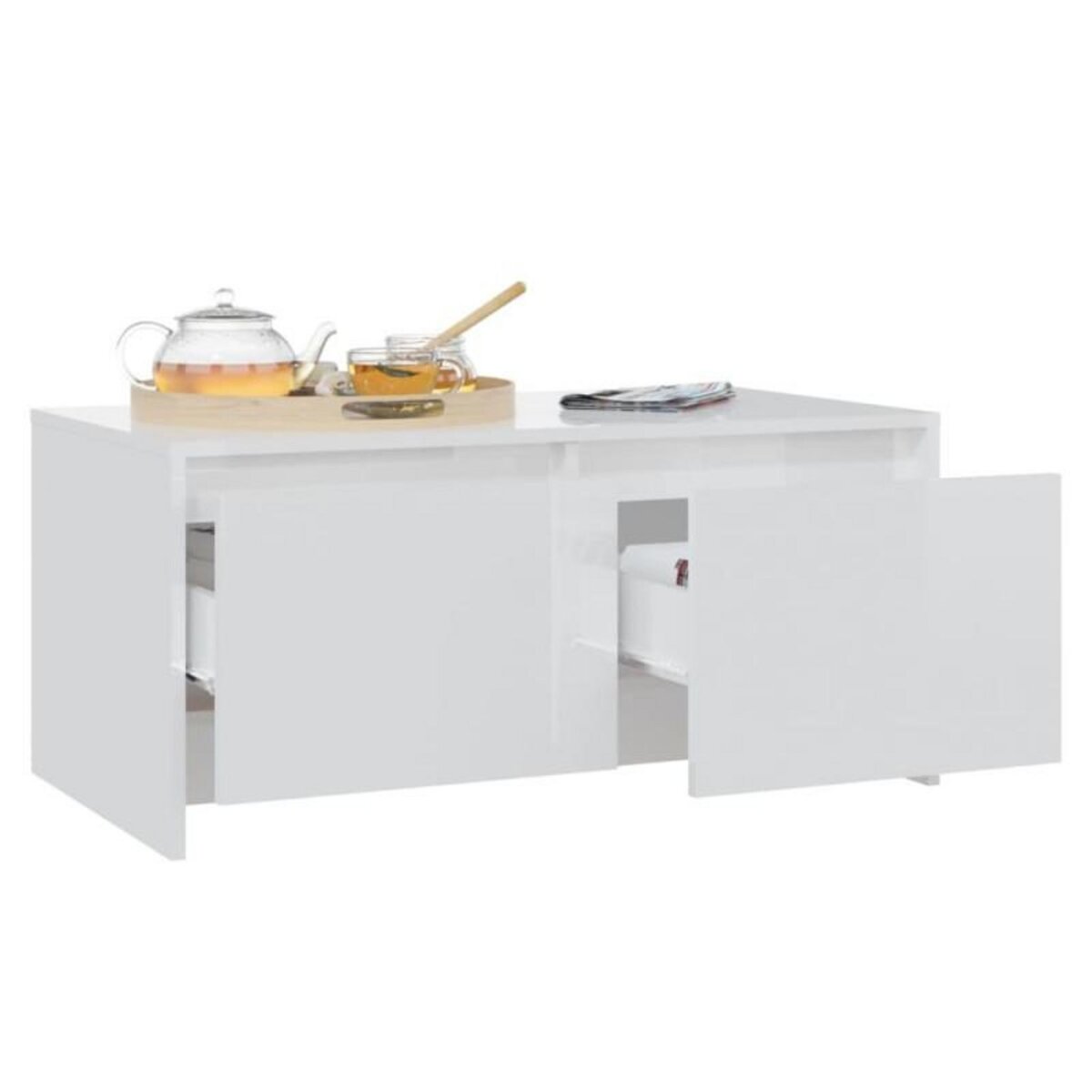 VIDAXL Table basse blanc brillant 90x50x41,5 cm bois d ingénierie