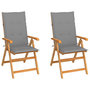 Voir la diapositive 1 : VIDAXL Chaises de jardin lot de 2 et coussins gris Bois de teck massif