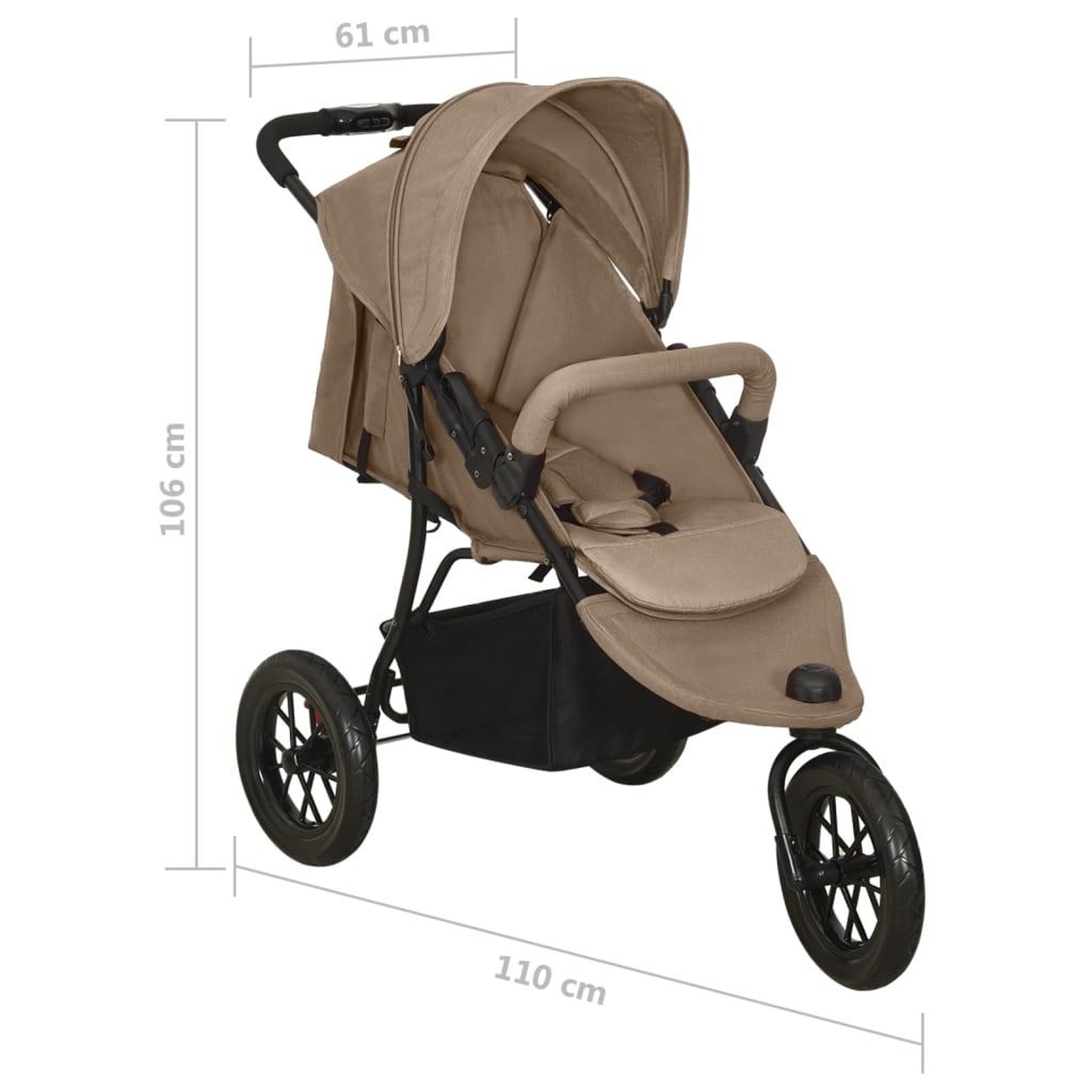 Voir la diapositive 6 : VIDAXL Poussette pour bebe Taupe Acier