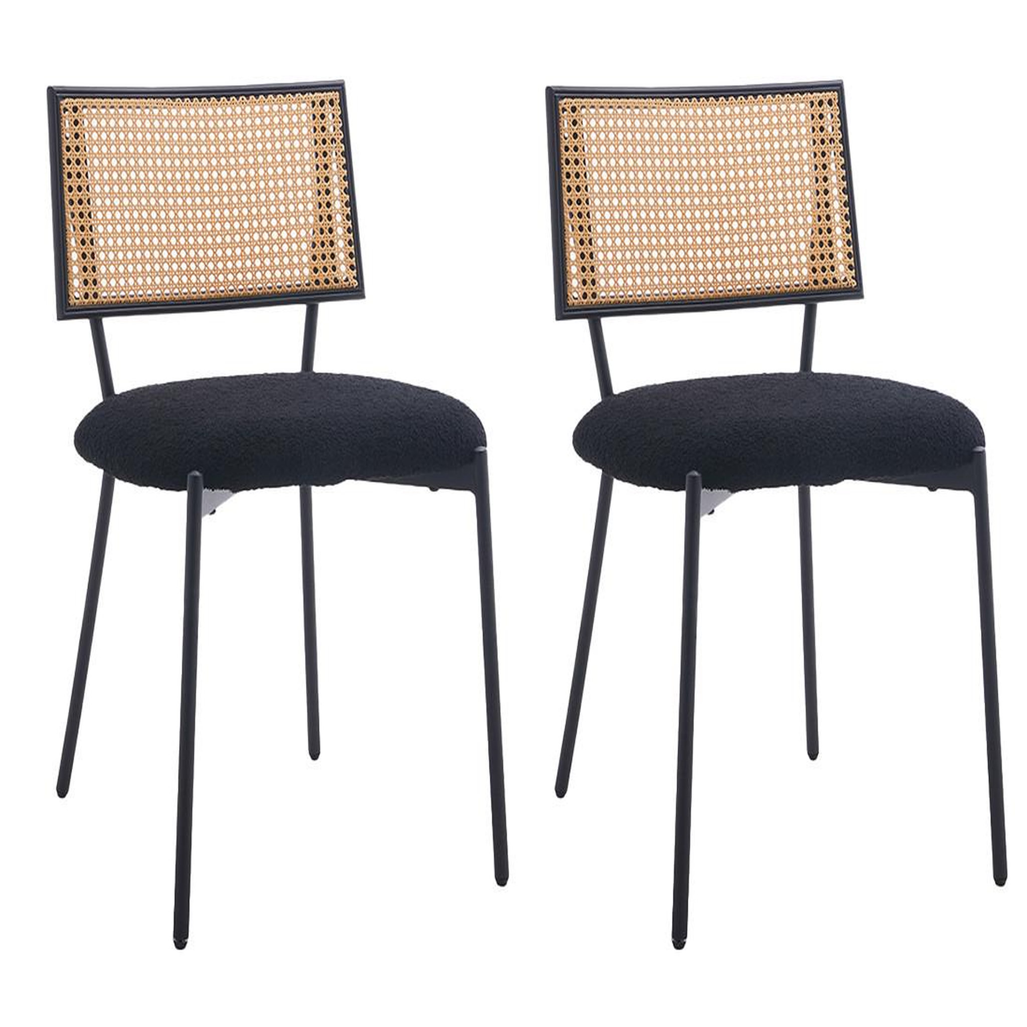 Voir la diapositive 1 : BEST MOBILIER Luciano - lot de 2 chaises cannage - en tissu bouclette