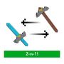 Voir la diapositive 2 : MINECRAFT Minecraft Épée et Pioche 2 en 1, accessoire inspiré de Minecraft : Le Film, JFR72 Mattel, jeu de rôle