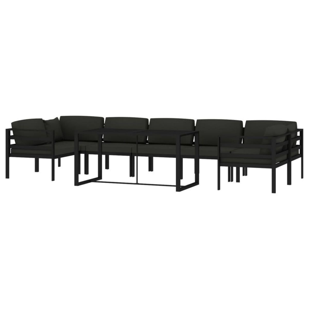 VIDAXL Salon de jardin 8 pcs avec coussins Aluminium Anthracite