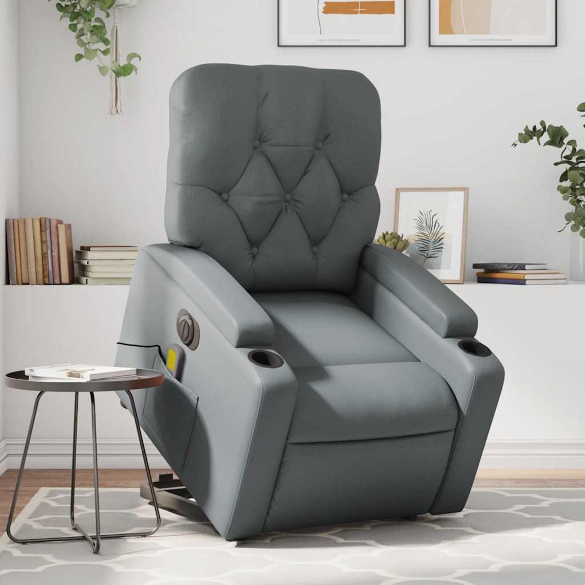 VIDAXL Fauteuil inclinable de massage electrique gris similicuir