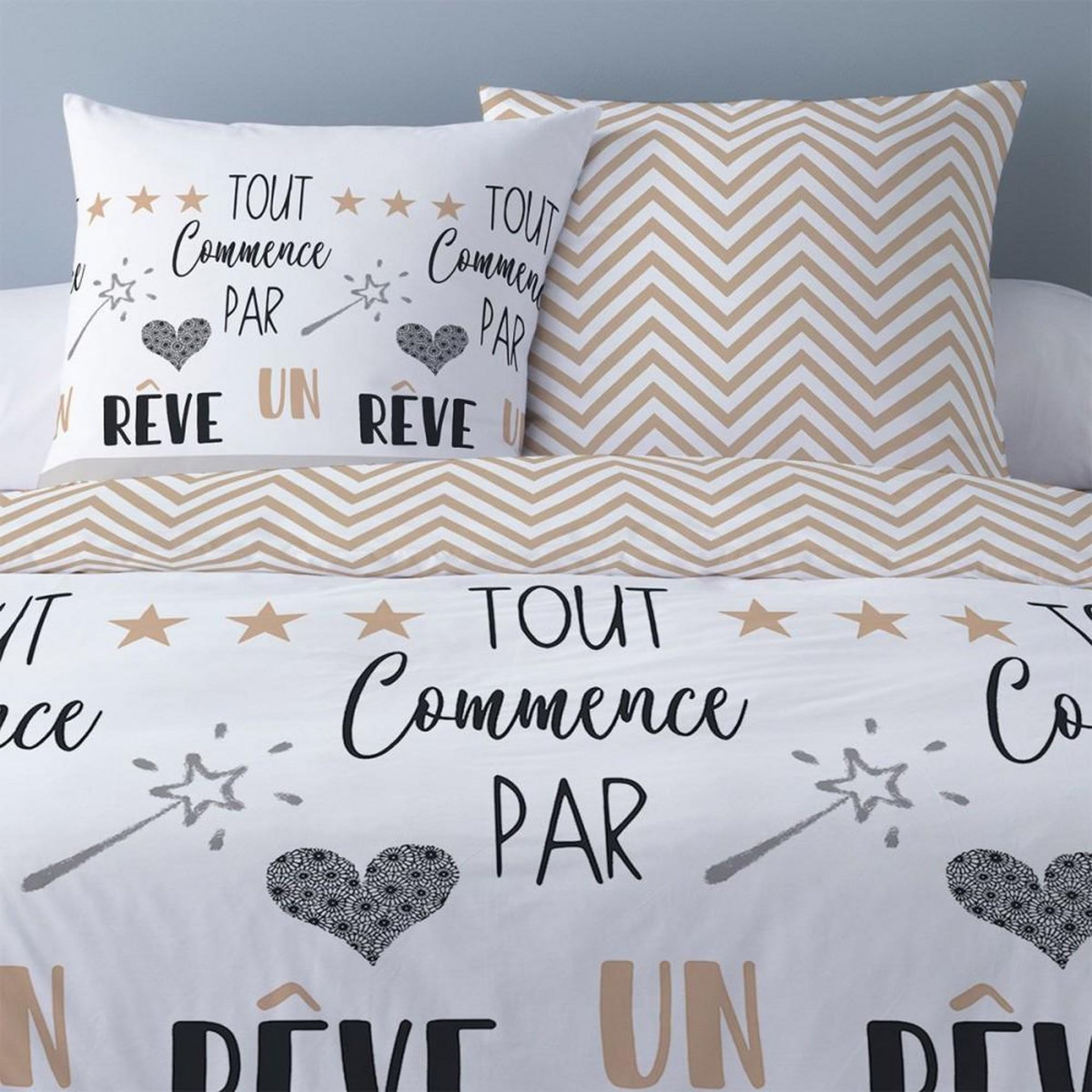 Dourev Housse de couette 240x220 Un rêve + 2 taies coton 52 fils