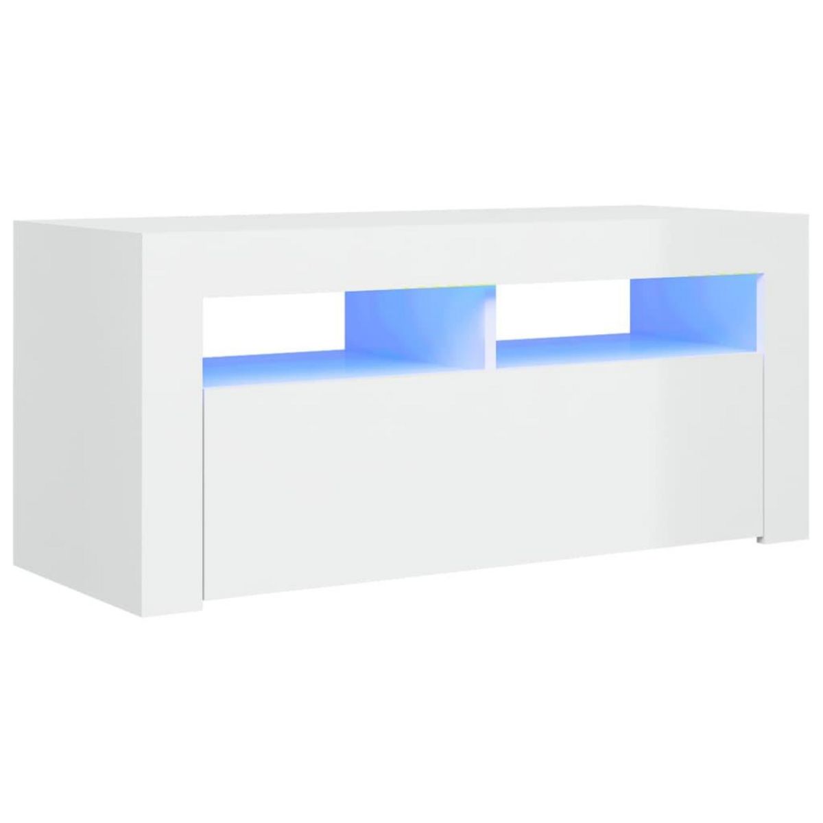 VIDAXL Meuble TV avec lumieres LED blanc brillant 90x35x40 cm