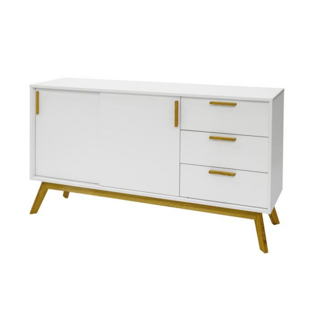 Paris Prix Buffet 3 Tiroirs & 2 Portes  Kensal  149cm Chêne & Blanc