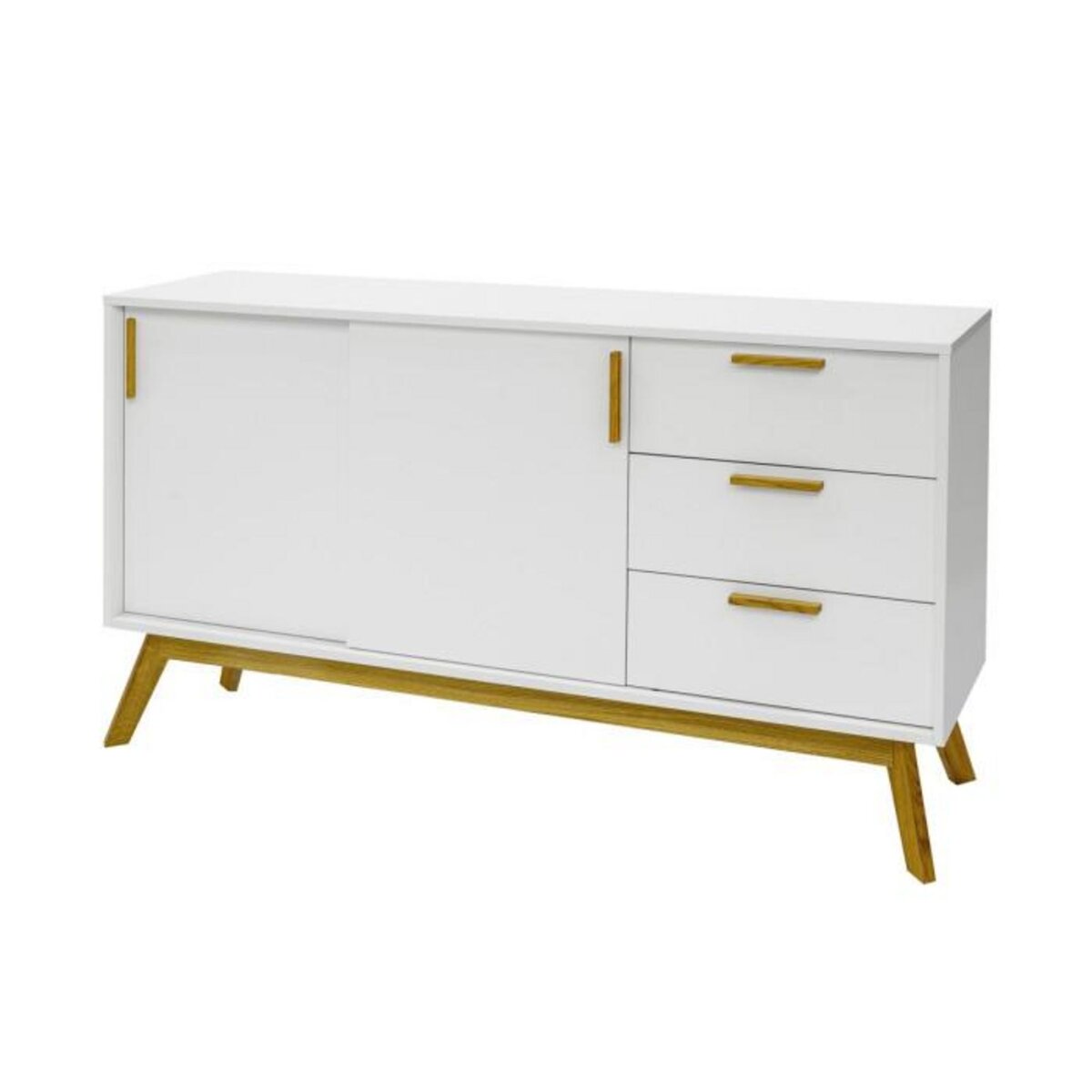 Paris Prix Buffet 3 Tiroirs & 2 Portes  Kensal  149cm Chêne & Blanc