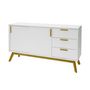 Voir la diapositive 3 : Paris Prix Buffet 3 Tiroirs & 2 Portes  Kensal  149cm Chêne & Blanc