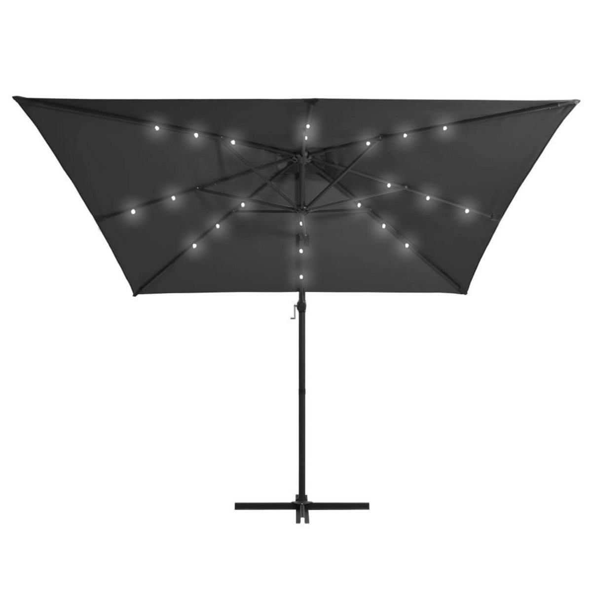 VIDAXL Parasol de jardin en porte-a-faux lumieres LED et mat en acier