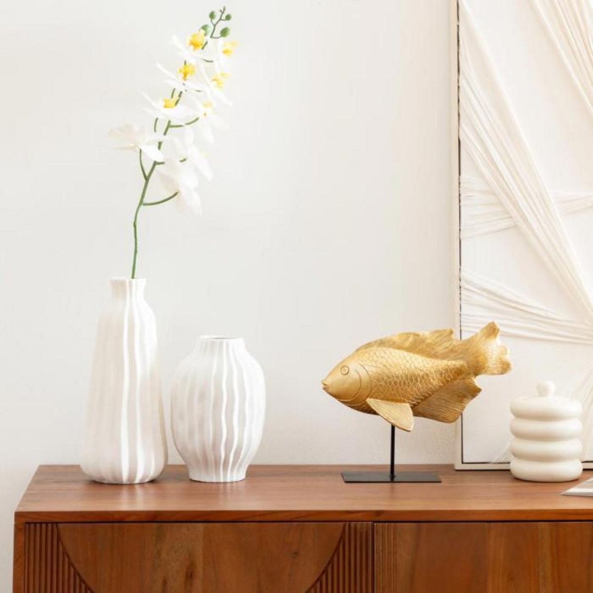 ATMOSPHERA Vase Design en Céramique  Fernan  30cm Blanc