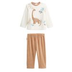 Petit Béguin Pyjama enfant 2 pièces en velours Nino. Coloris disponibles : Beige