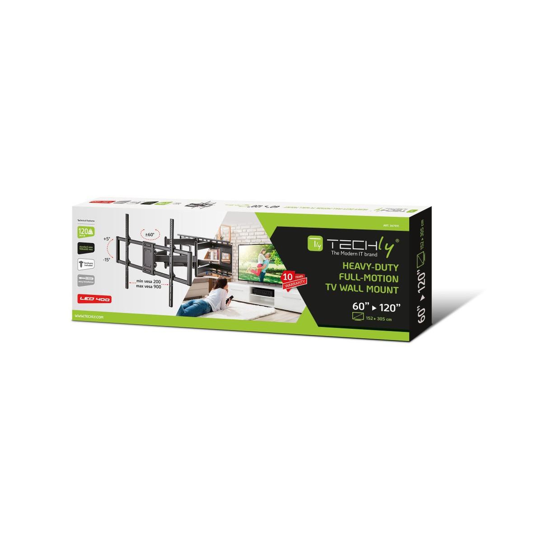 Voir la diapositive 3 : TECHLY Techly ica-plb 189b support pour téléviseur 3,05 m (120 ) noir