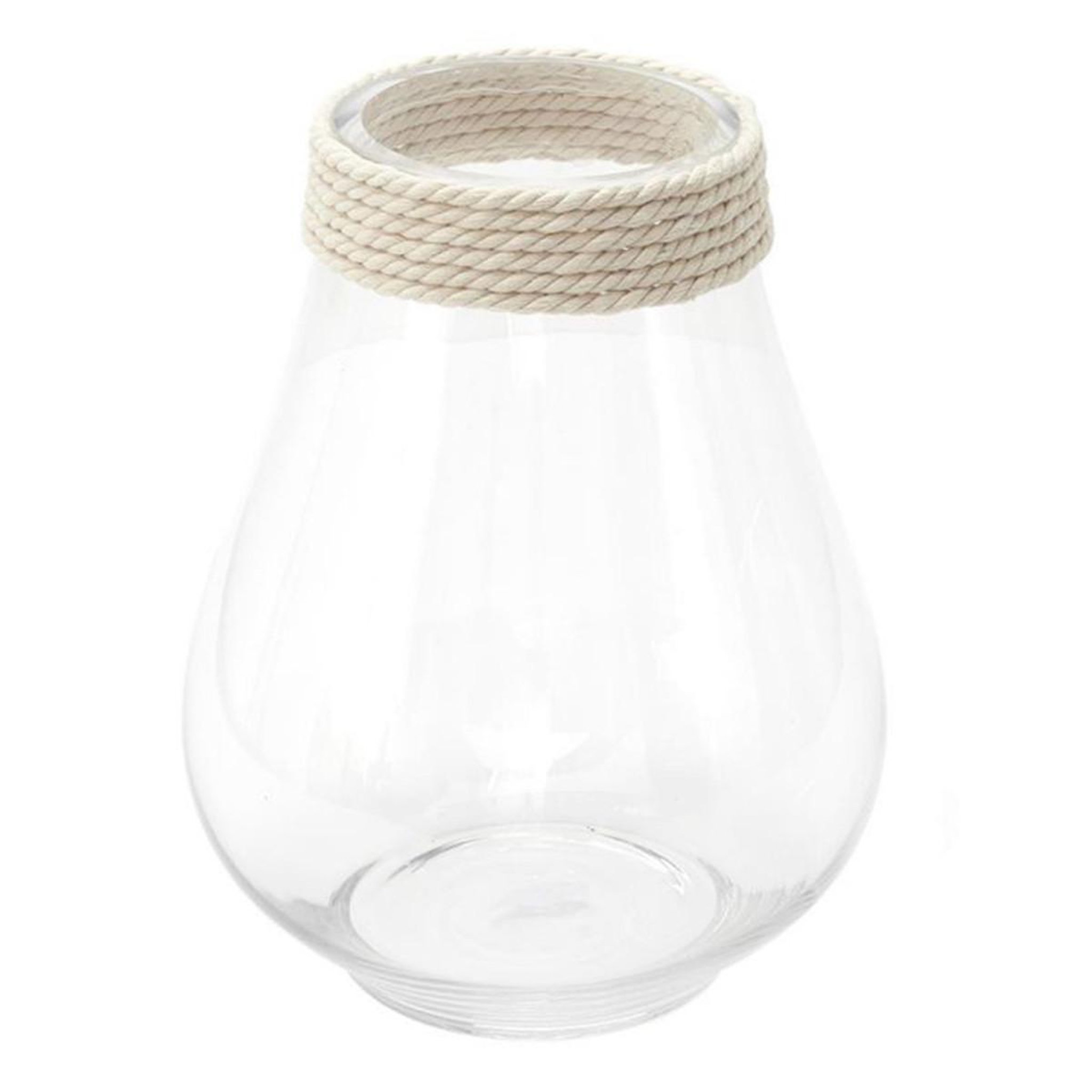 The Home Deco Factory Vase design en verre  cordage  25cm transparent