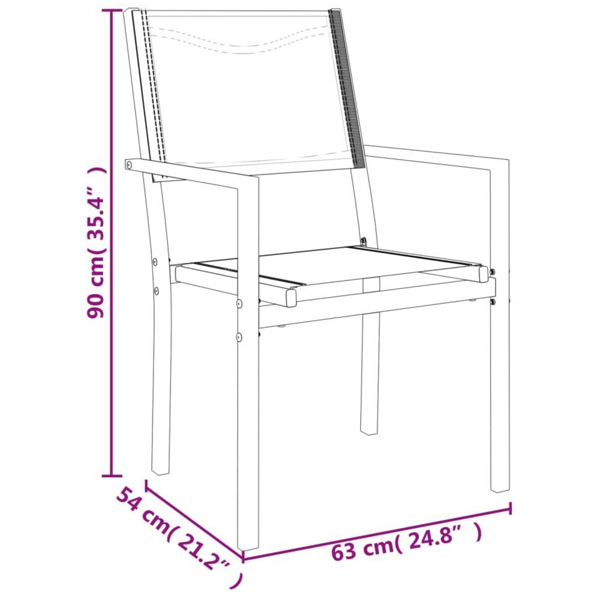 VIDAXL Ensemble a manger de jardin 3 pcs noir textilene et acier