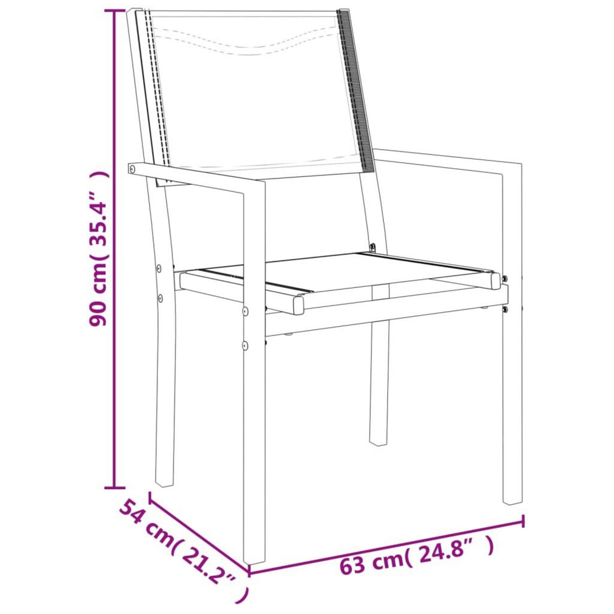 VIDAXL Ensemble a manger de jardin 3 pcs noir textilene et acier