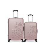 LES P'TITES BOMBES LPB Lot de 2 - Valises grand format et weekend ELEONOR. Coloris disponibles : Gris, Beige, Bleu, Rose