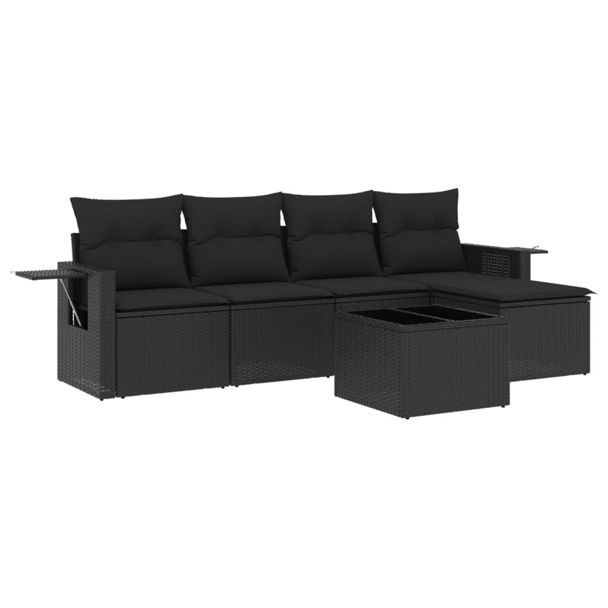 Voir la diapositive 2 : VIDAXL Salon de jardin 6 pcs avec coussins noir resine tressee