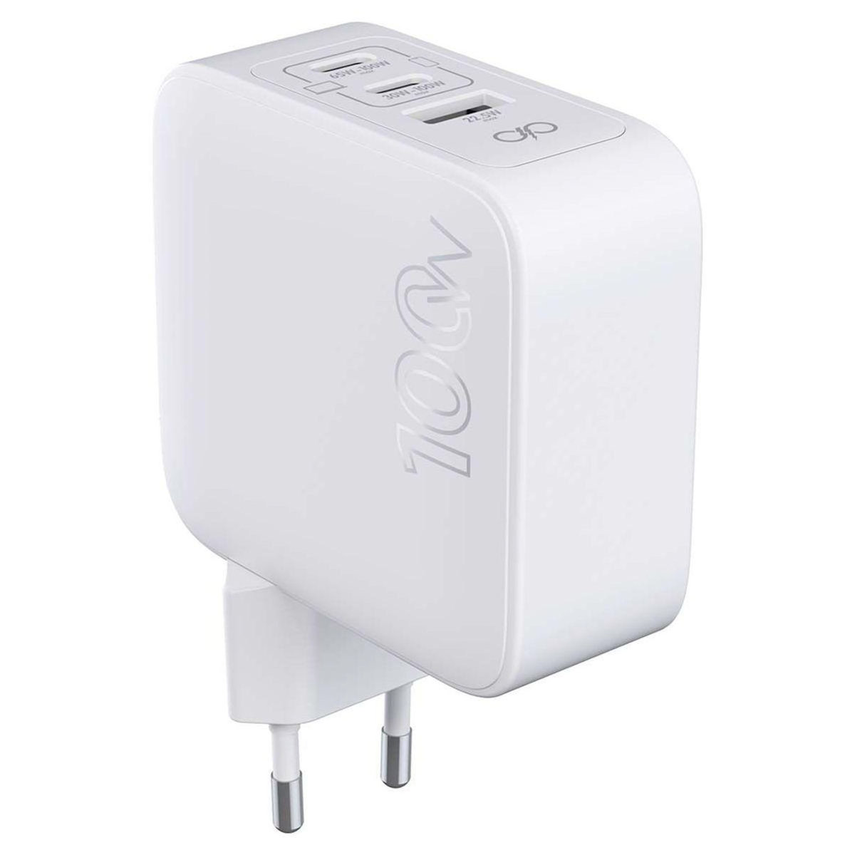 FORCE POWER Chargeur ordinateur portable 100W USB-A + 2 USB-C GaN Noir