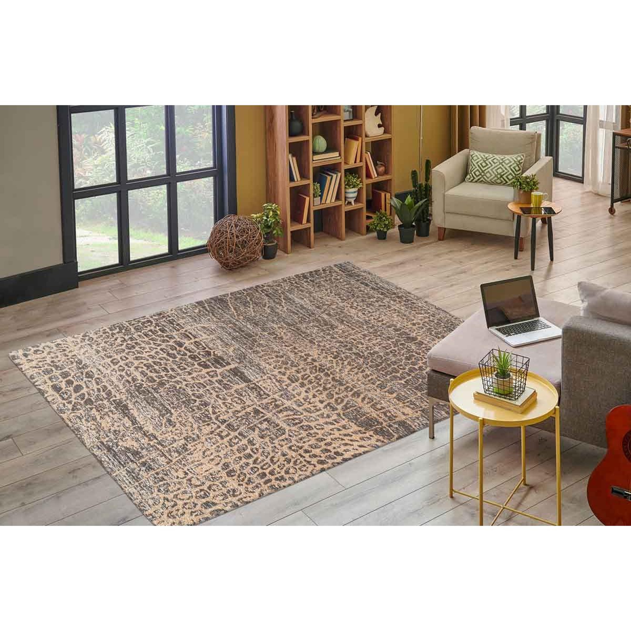 Voir la diapositive 5 : Paris Prix Tapis tissé vintage à poils plats  davio  beige