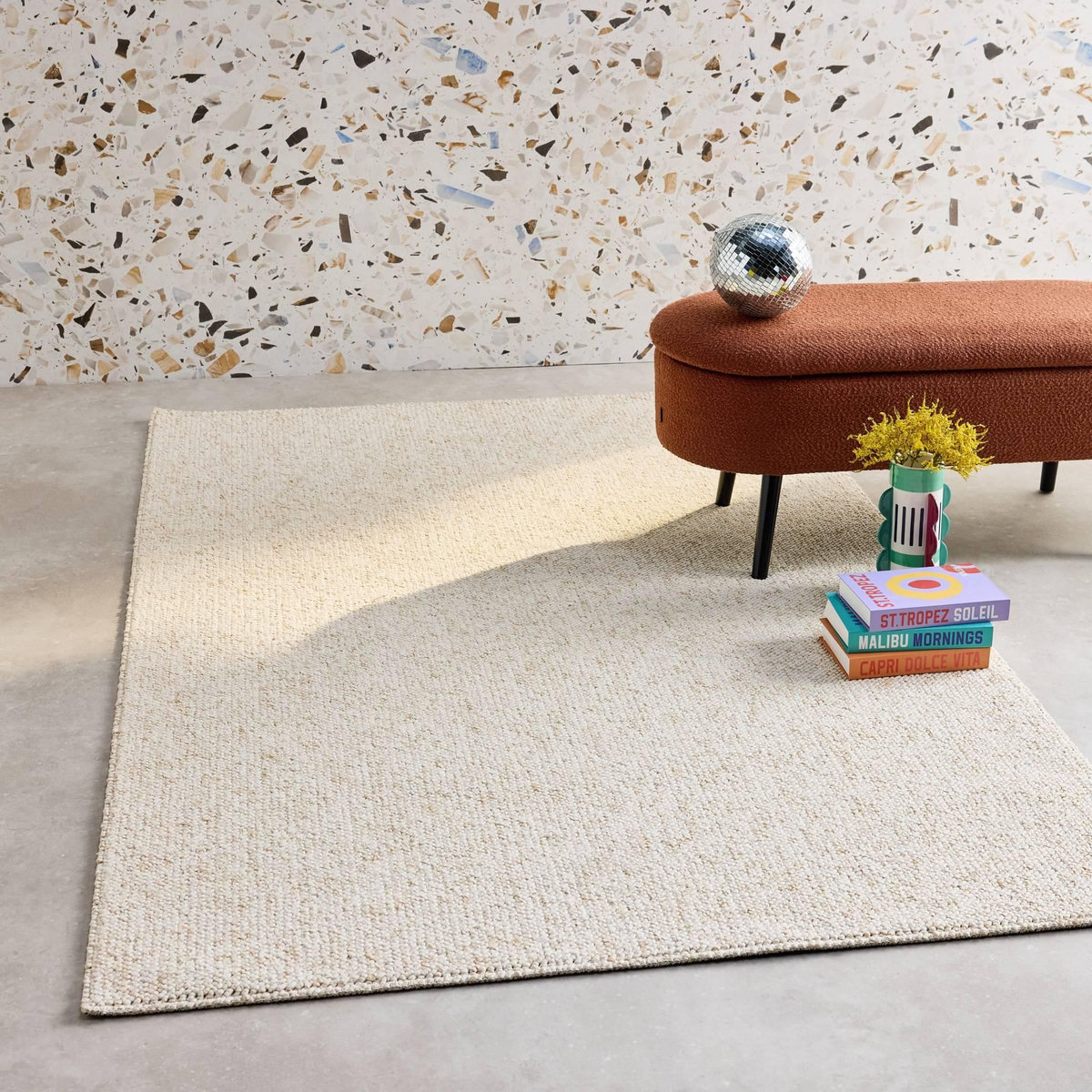 SWEEEK Tapis intérieur bouclette crème effet chiné