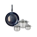 ELO Ensemble de 1 Poêle de cuisson 32 cm et 3 faitouts 12, 14 et 20 cm Elo Prima Brillant