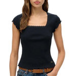 SUPERDRY T Shirt  Femme Superdry Essential Square. Coloris disponibles : Noir